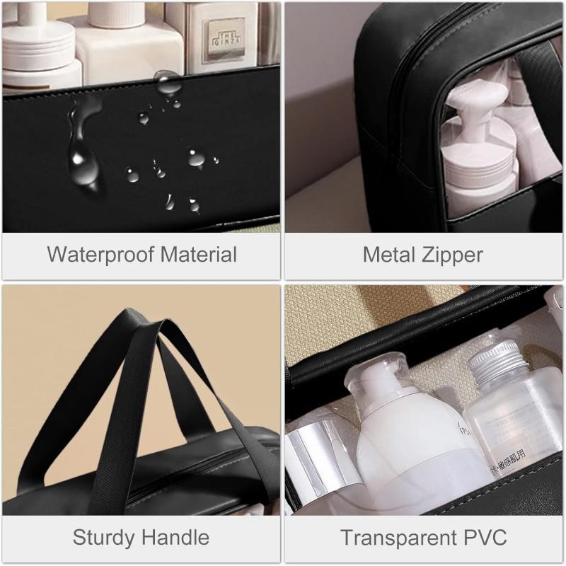 3Pcs Cosmetics Bag Hanging Waterproof For Traveling Transparent Travel Organizer