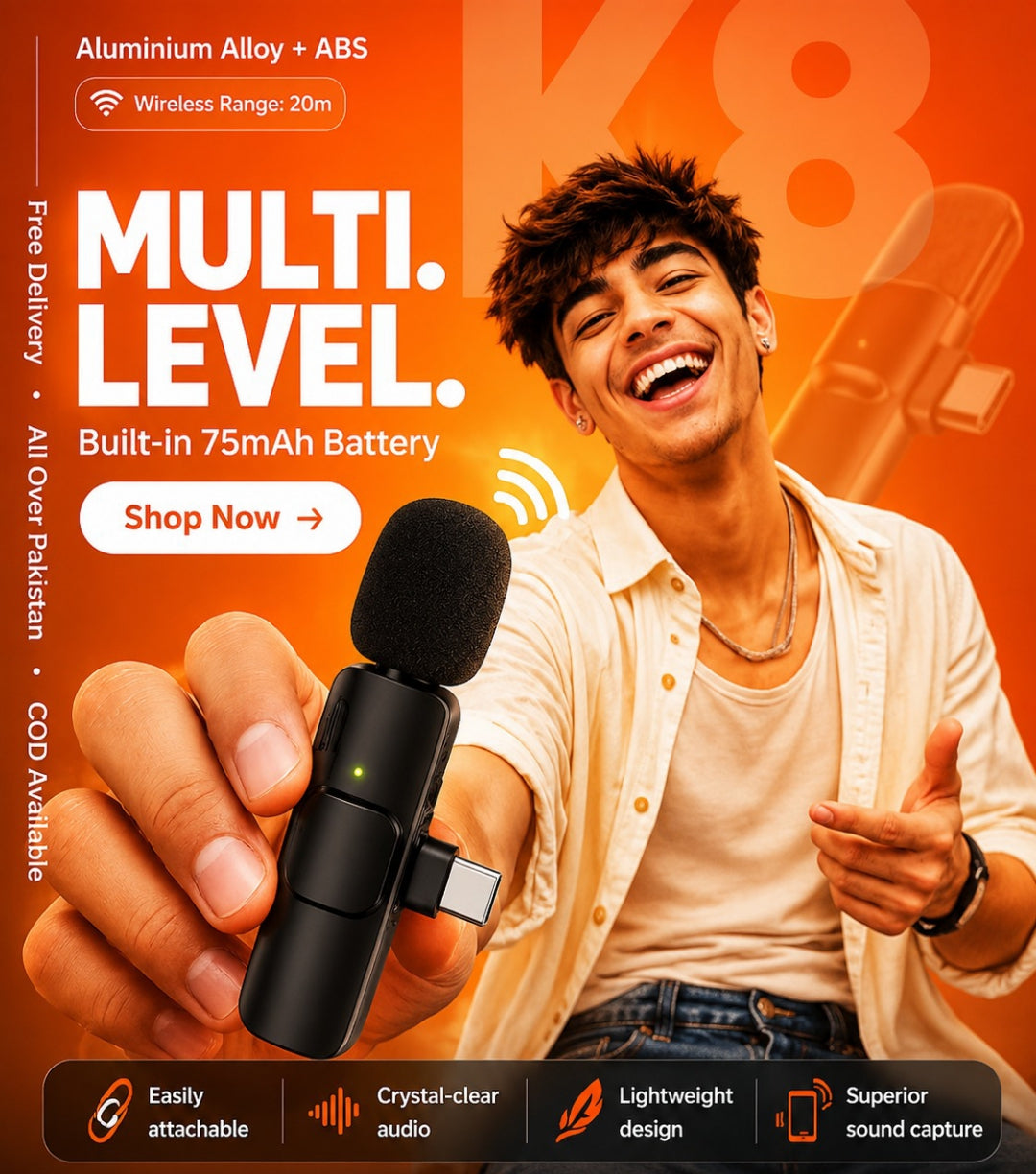 K8 Type-C Wireless Microphone